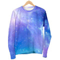 Blue Light Nebula Galaxy Space Print Women's Crewneck Sweatshirt