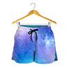 Blue Light Nebula Galaxy Space Print Women's Shorts