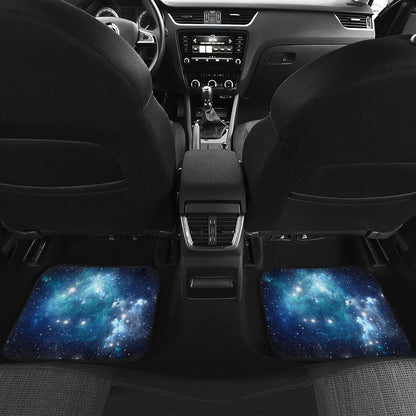 Blue Light Sparkle Galaxy Space Print Front and Back Car Floor Mats GearFrost