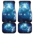 Blue Light Sparkle Galaxy Space Print Front and Back Car Floor Mats