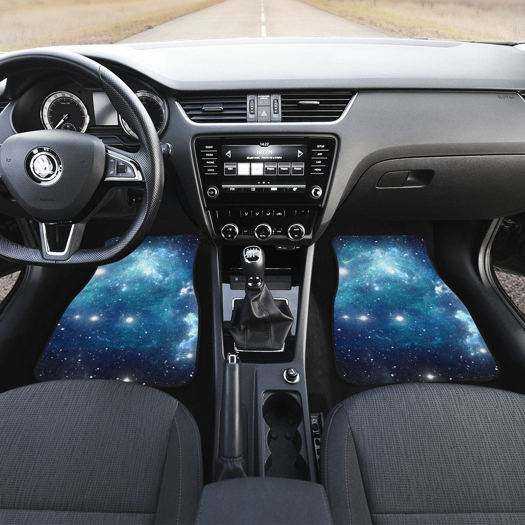 Blue Light Sparkle Galaxy Space Print Front Car Floor Mats GearFrost