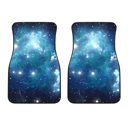 Blue Light Sparkle Galaxy Space Print Front Car Floor Mats GearFrost