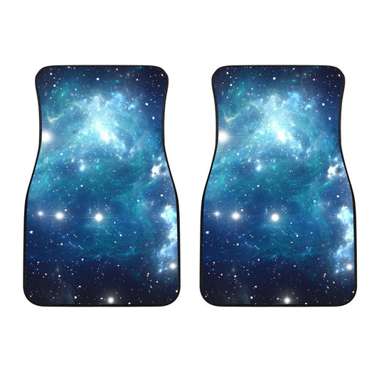 Blue Light Sparkle Galaxy Space Print Front Car Floor Mats GearFrost