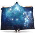 Blue Light Sparkle Galaxy Space Print Hooded Blanket