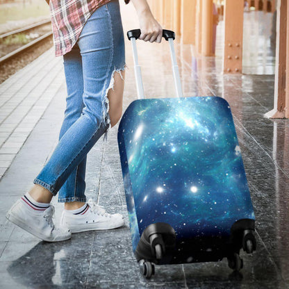 Blue Light Sparkle Galaxy Space Print Luggage Cover GearFrost