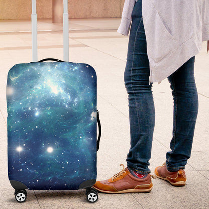 Blue Light Sparkle Galaxy Space Print Luggage Cover GearFrost
