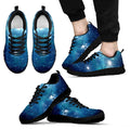 Blue Light Sparkle Galaxy Space Print Black Running Shoes