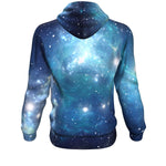 Blue Light Sparkle Galaxy Space Print Unisex Pullover Hoodie GearFrost