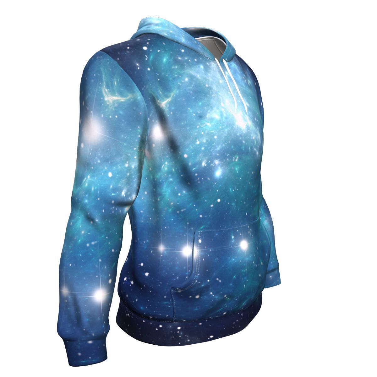 Blue Light Sparkle Galaxy Space Print Unisex Pullover Hoodie GearFrost