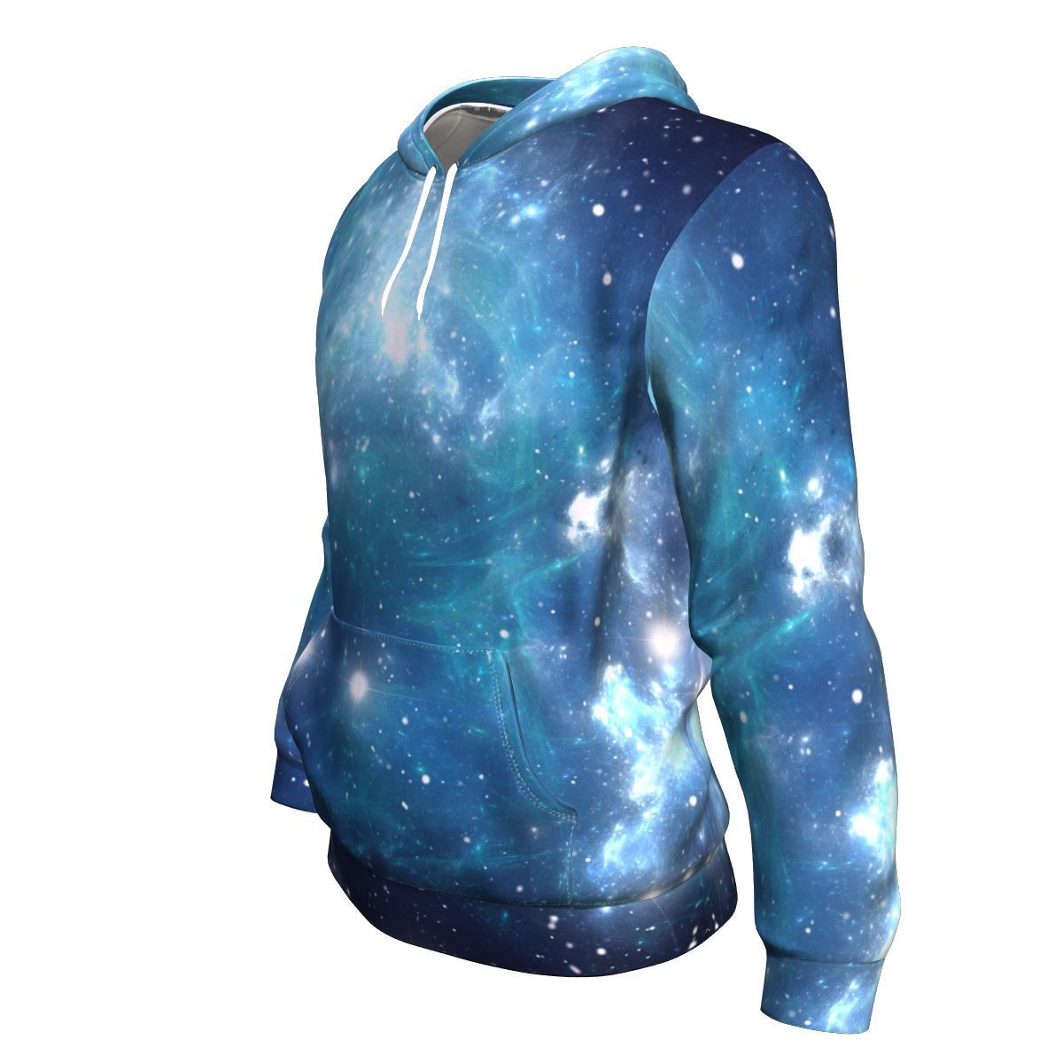 Blue Light Sparkle Galaxy Space Print Unisex Pullover Hoodie GearFrost