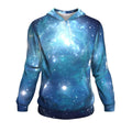 Blue Light Sparkle Galaxy Space Print Pullover Hoodie