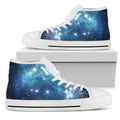 Blue Light Sparkle Galaxy Space Print White High Top Sneakers