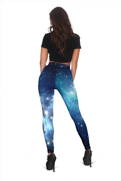 Blue Light Sparkle Galaxy Space Print Women's Leggings GearFrost