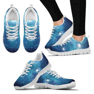 Blue Light Sparkle Galaxy Space Print Women's Sneakers GearFrost