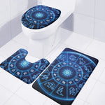 Blue Light Zodiac Circle Print 3 Piece Bath Mat Set