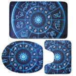Blue Light Zodiac Circle Print 3 Piece Bath Mat Set
