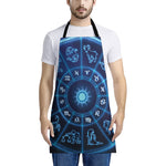 Blue Light Zodiac Circle Print Apron