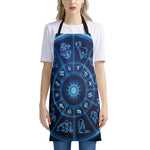 Blue Light Zodiac Circle Print Apron