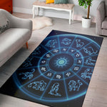 Blue Light Zodiac Circle Print Area Rug