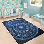 Blue Light Zodiac Circle Print Area Rug