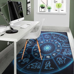 Blue Light Zodiac Circle Print Area Rug