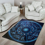 Blue Light Zodiac Circle Print Area Rug