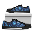 Blue Light Zodiac Circle Print Black Low Top Sneakers