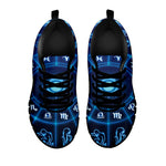 Blue Light Zodiac Circle Print Black Sneakers