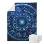 Blue Light Zodiac Circle Print Blanket