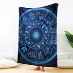 Blue Light Zodiac Circle Print Blanket