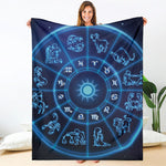 Blue Light Zodiac Circle Print Blanket