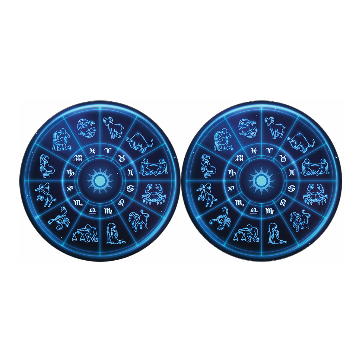 Blue Light Zodiac Circle Print Car Coasters