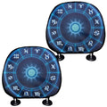 Blue Light Zodiac Circle Print Car Headrest Covers