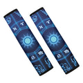 Blue Light Zodiac Circle Print Car Seat Belt Covers