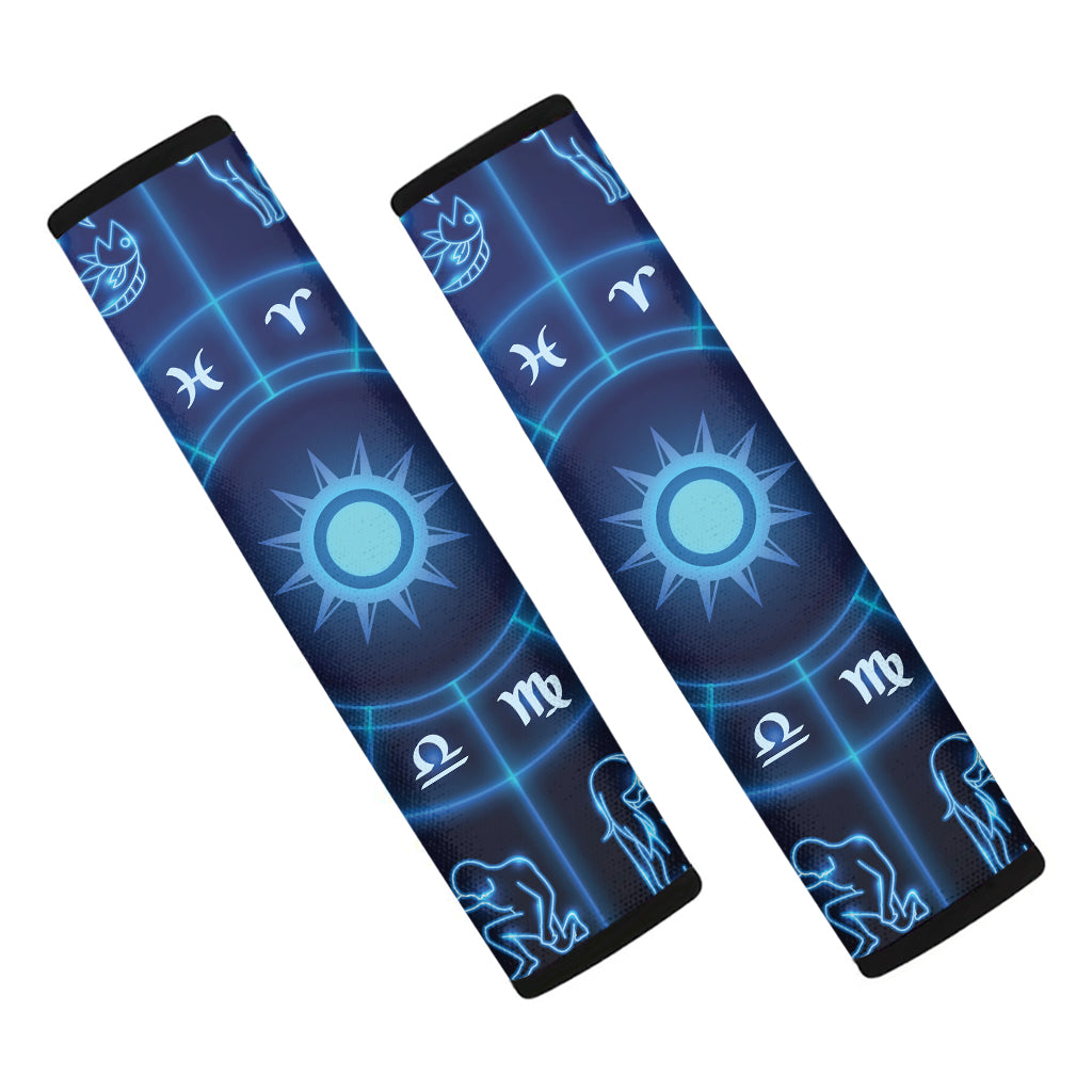 Blue Light Zodiac Circle Print Car Seat Belt Covers
