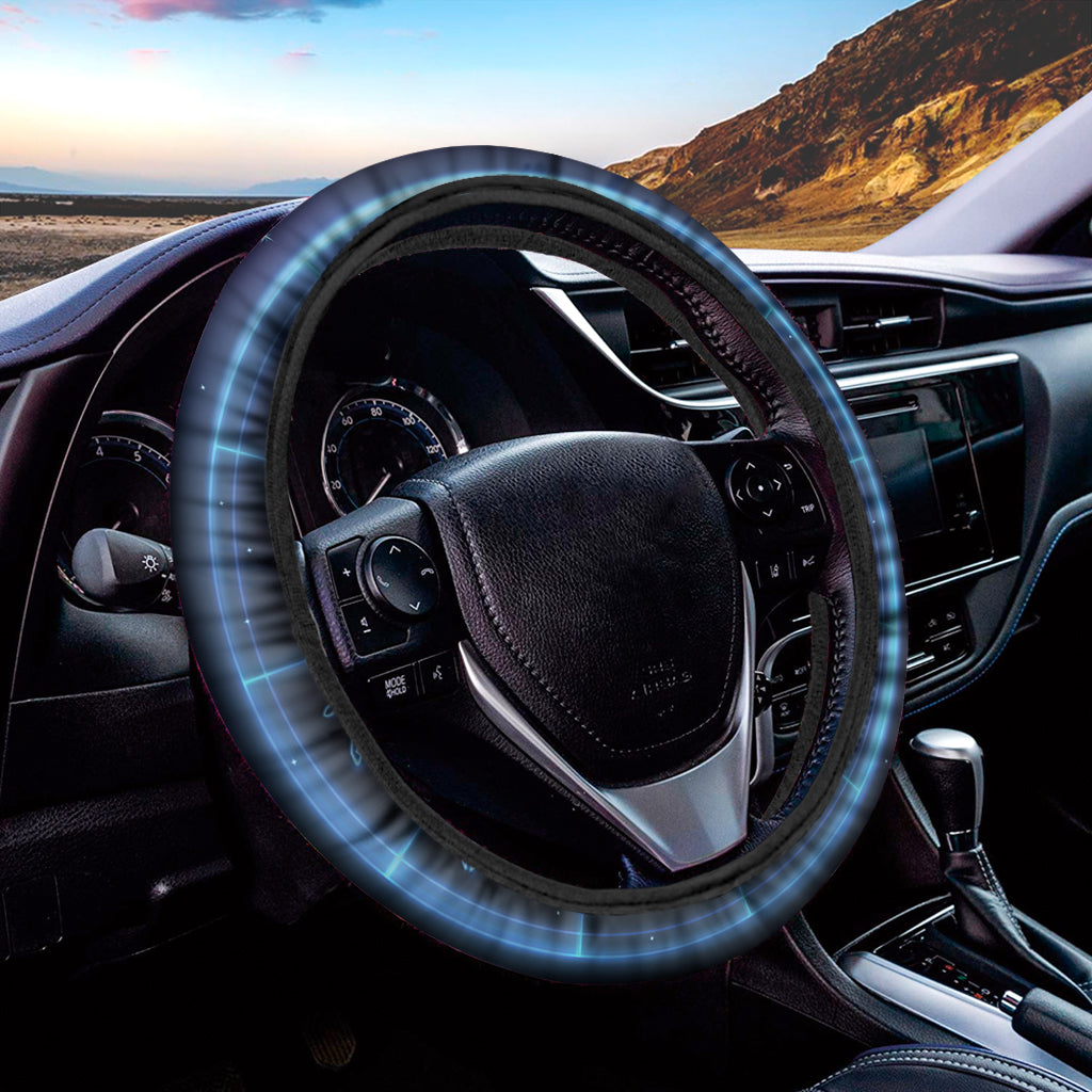 Blue Light Zodiac Circle Print Car Steering Wheel Cover