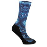 Blue Light Zodiac Circle Print Crew Socks