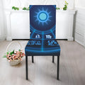 Blue Light Zodiac Circle Print Dining Chair Slipcover