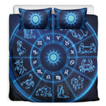 Blue Light Zodiac Circle Print Duvet Cover Bedding Set