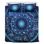 Blue Light Zodiac Circle Print Duvet Cover Bedding Set