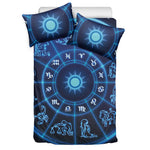 Blue Light Zodiac Circle Print Duvet Cover Bedding Set