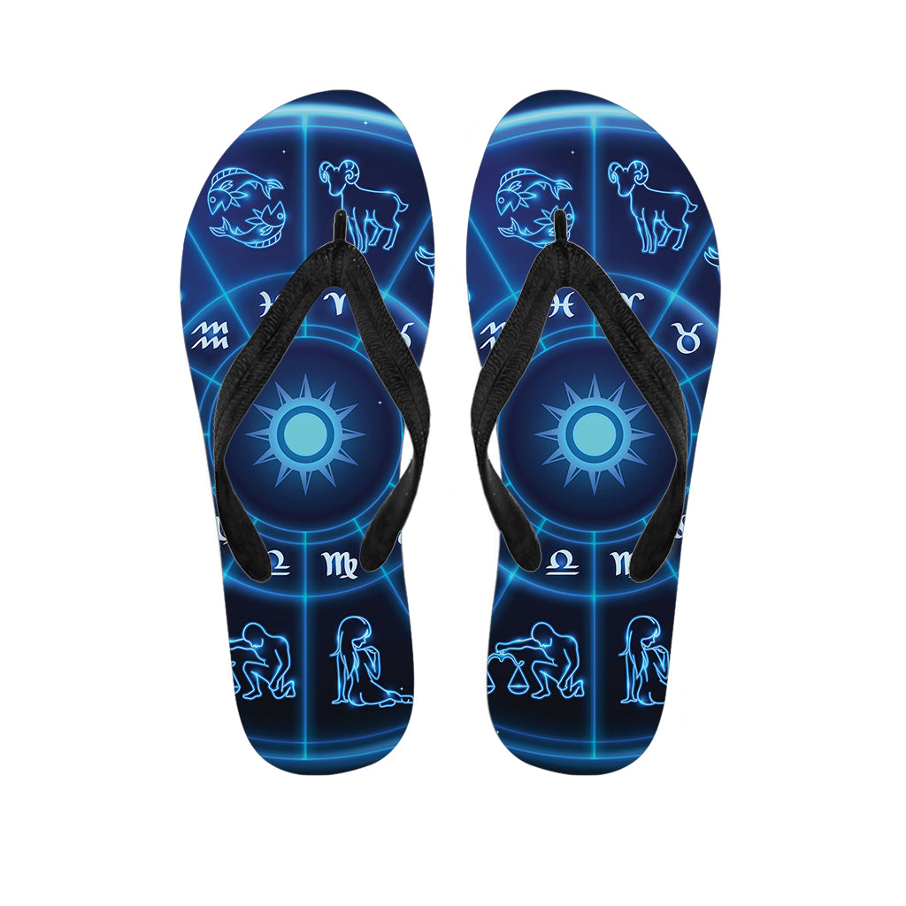 Blue Light Zodiac Circle Print Flip Flops