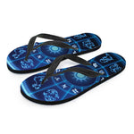 Blue Light Zodiac Circle Print Flip Flops