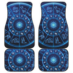 Blue Light Zodiac Circle Print Front and Back Car Floor Mats