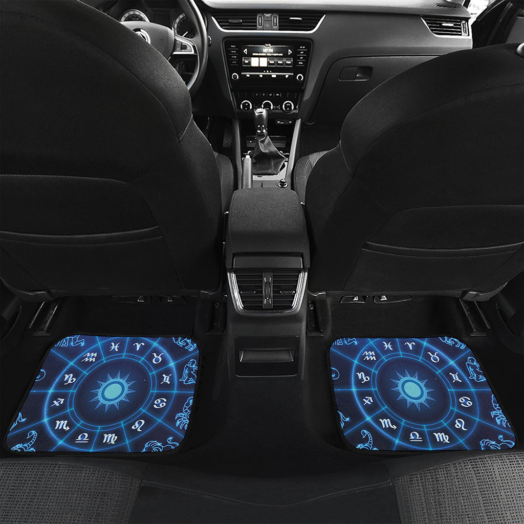 Blue Light Zodiac Circle Print Front and Back Car Floor Mats
