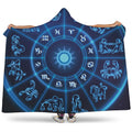 Blue Light Zodiac Circle Print Hooded Blanket