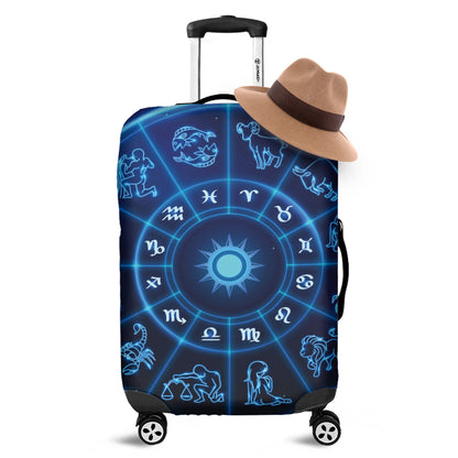 Blue Light Zodiac Circle Print Luggage Cover