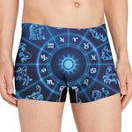 Blue Light Zodiac Circle Print Men's Boxer Briefs