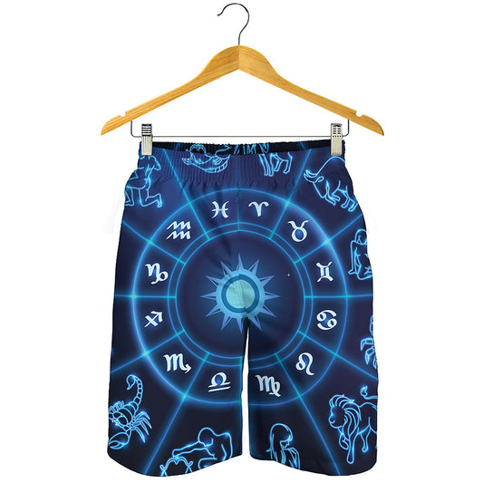 Blue Light Zodiac Circle Print Men's Shorts