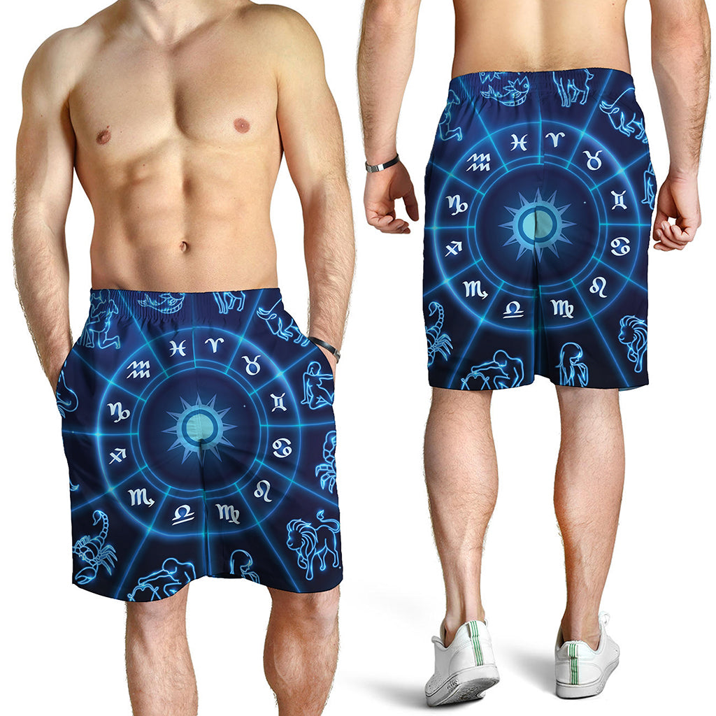 Blue Light Zodiac Circle Print Men's Shorts